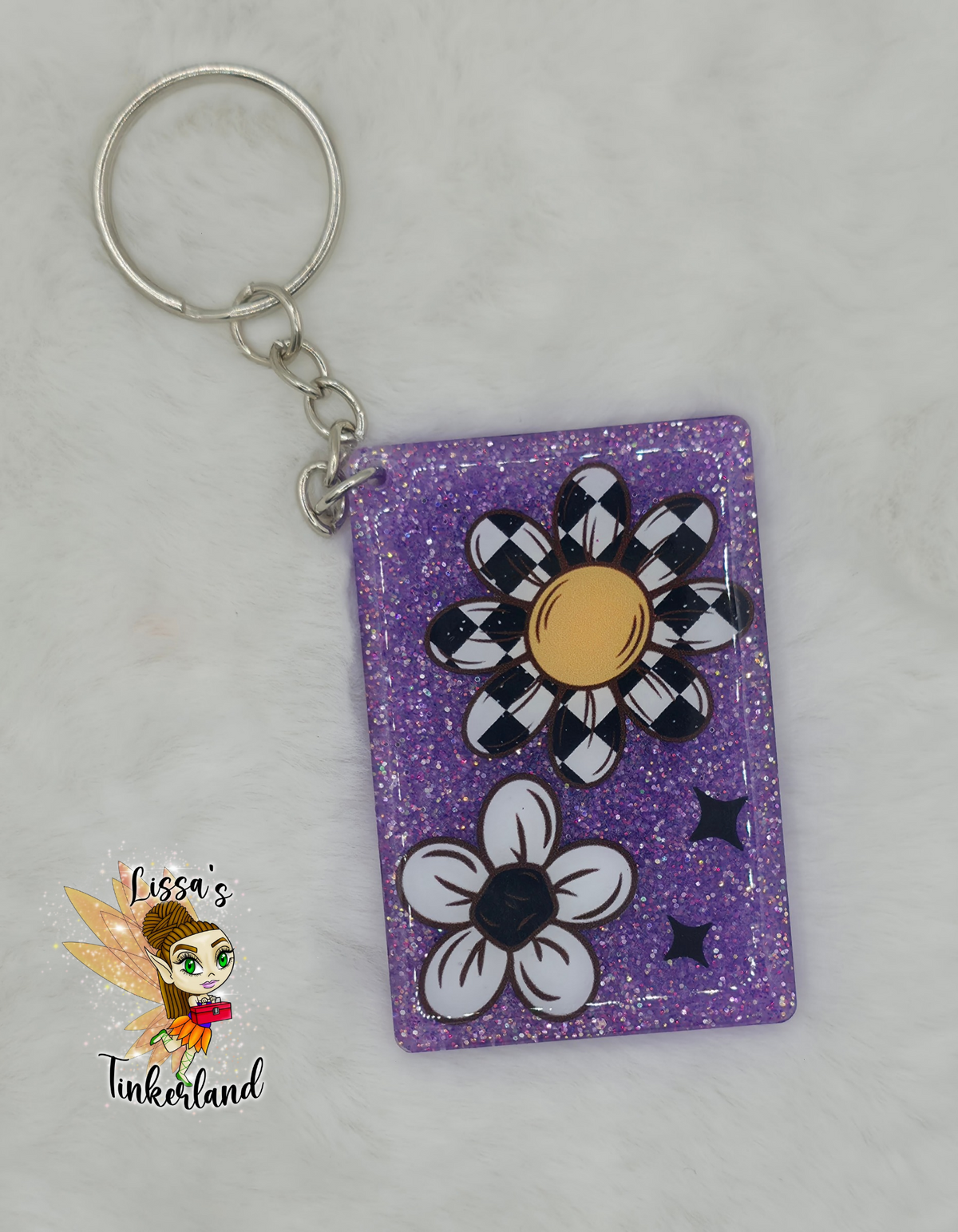 Purple flower key chain