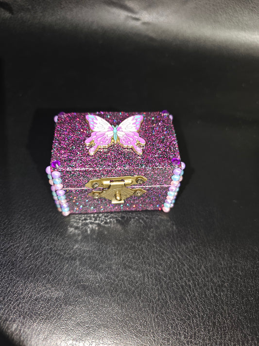 Pink butterfly trinket box