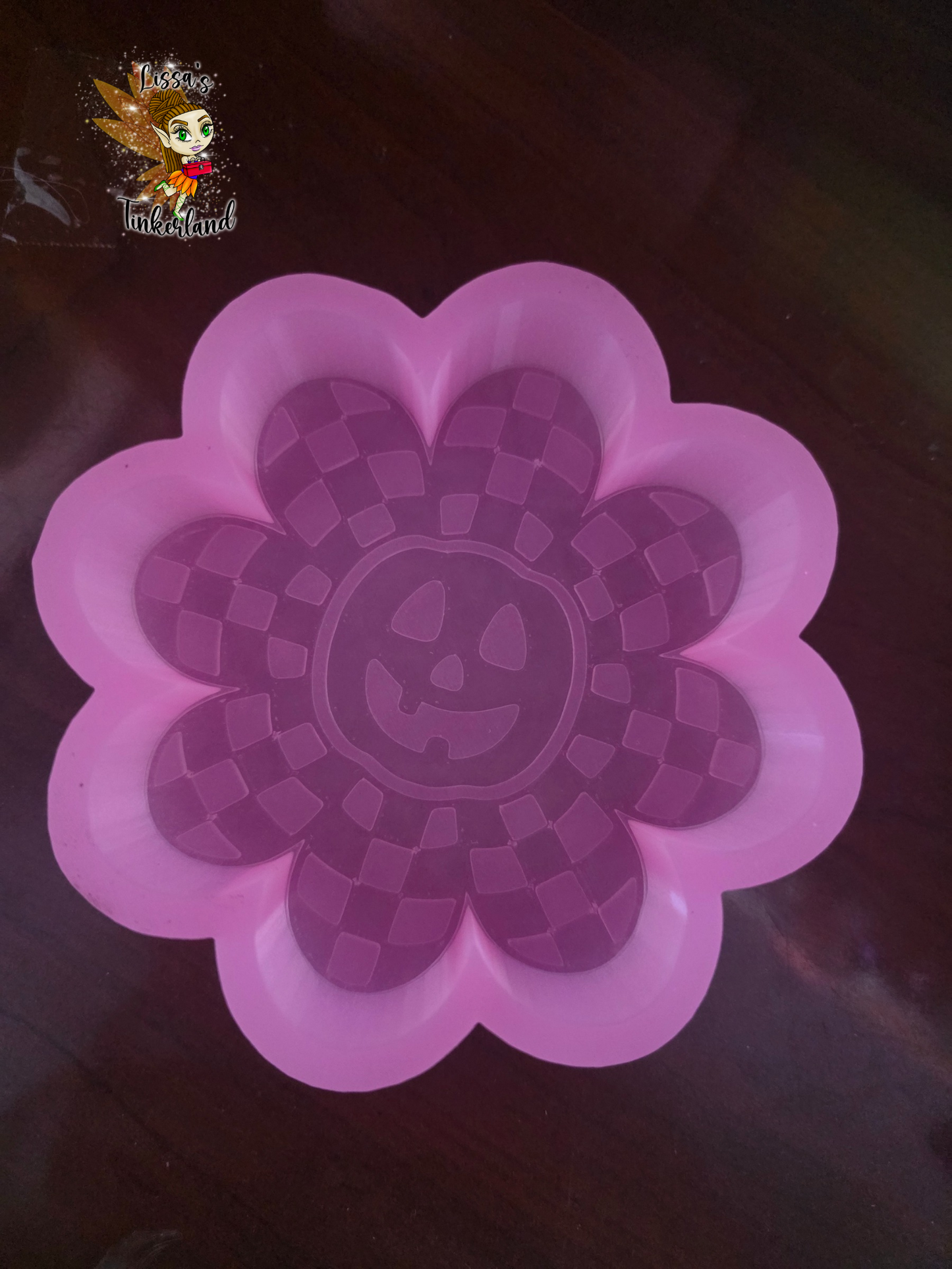 Pumpkin Checkered Flower- Custome Freshie
