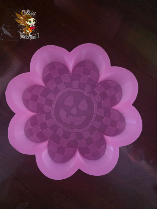 Pumpkin Checkered Flower- Custome Freshie